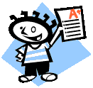 Small boy showing his A+ test paper 